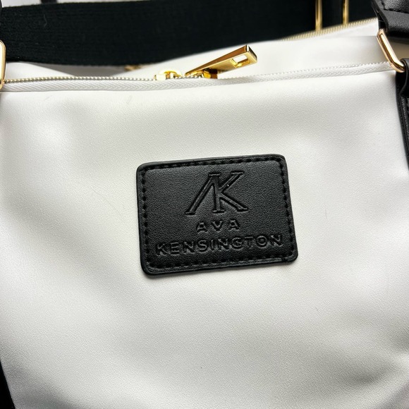 Ava Kensington Weekender Black And White Travel Tote Bag Shoulder Strap Unisex - Picture 2 of 10